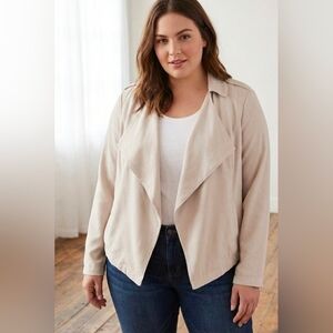 Torrid Size 00 Twill Drape Front Jacket Tan Khaki